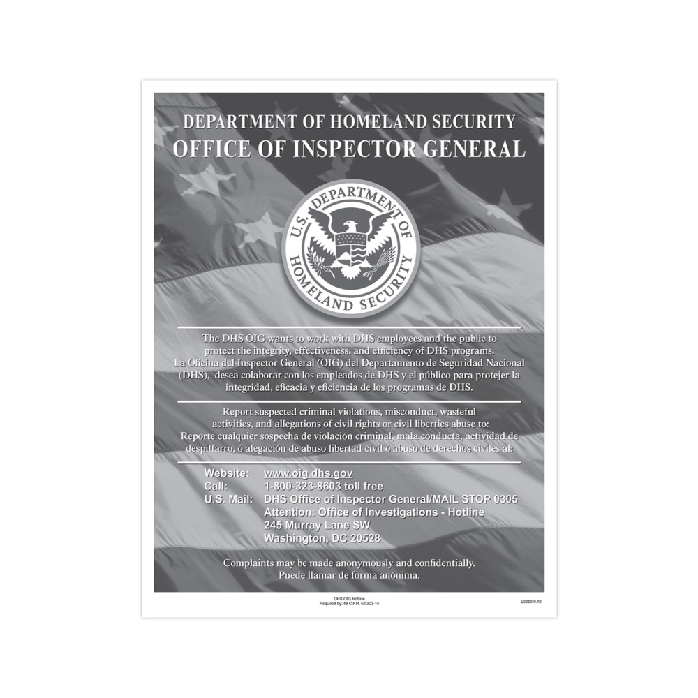 ComplyRight™ Federal Contractor Posters, Bilingual, DHS Fraud
