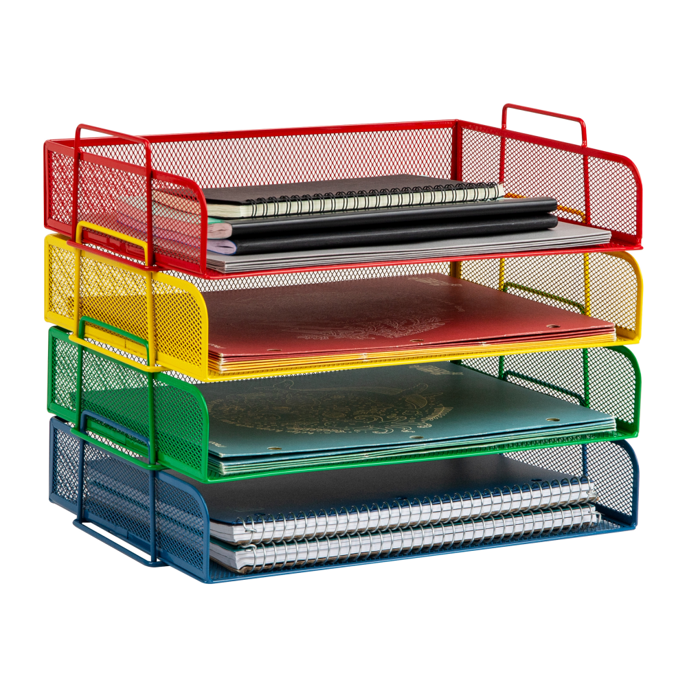 Mind Reader 4-Piece Stackable Paper Tray Desktop Organizer,
