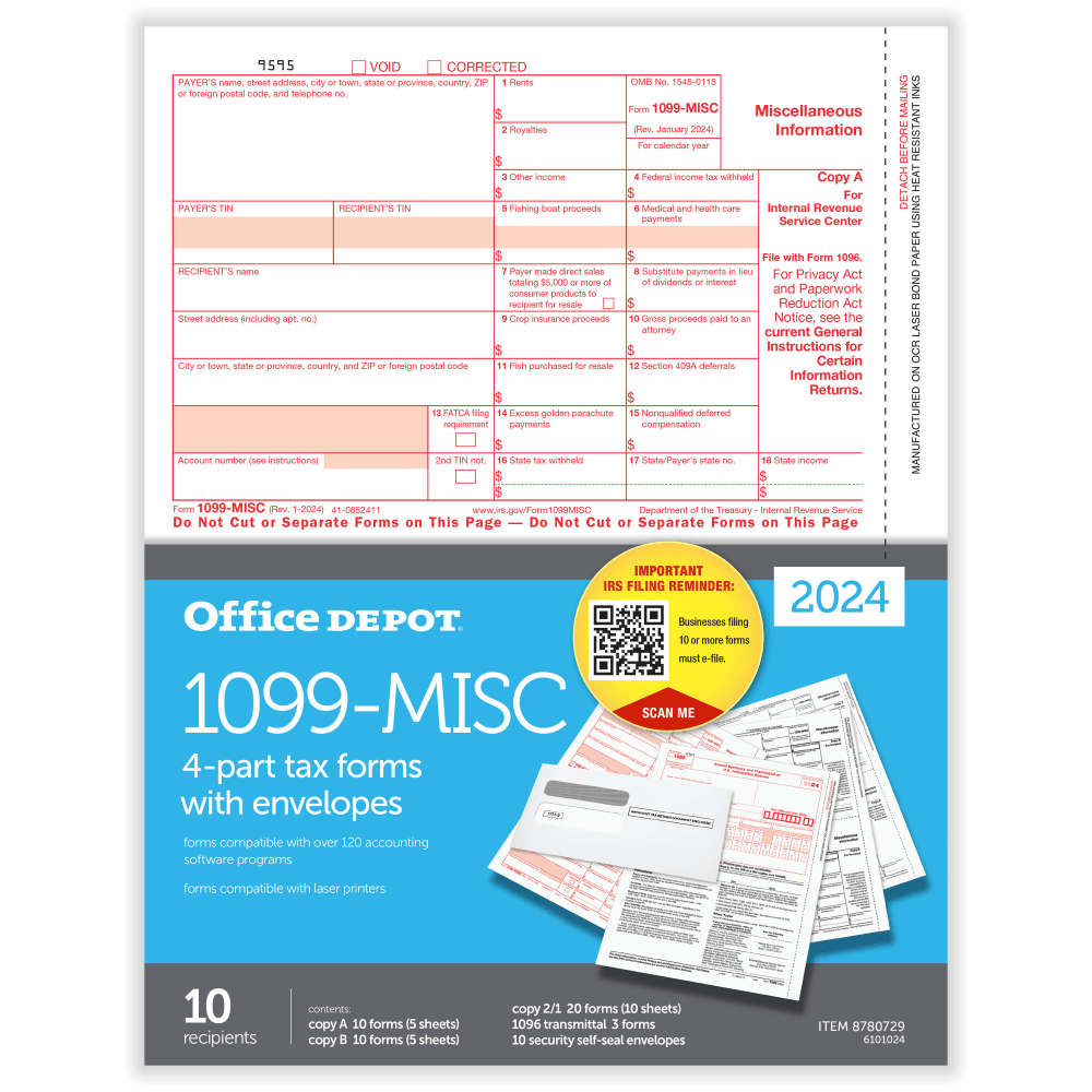 Office Depot® Brand 1099-MISC Laser Tax Forms And