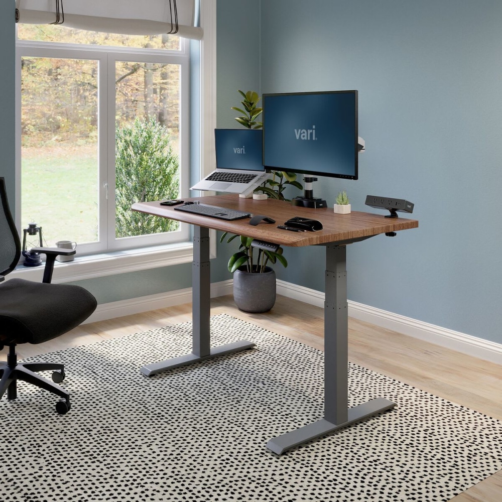 VARI Electric Standing Desk With ComfortEdge, 48"W, Walnut