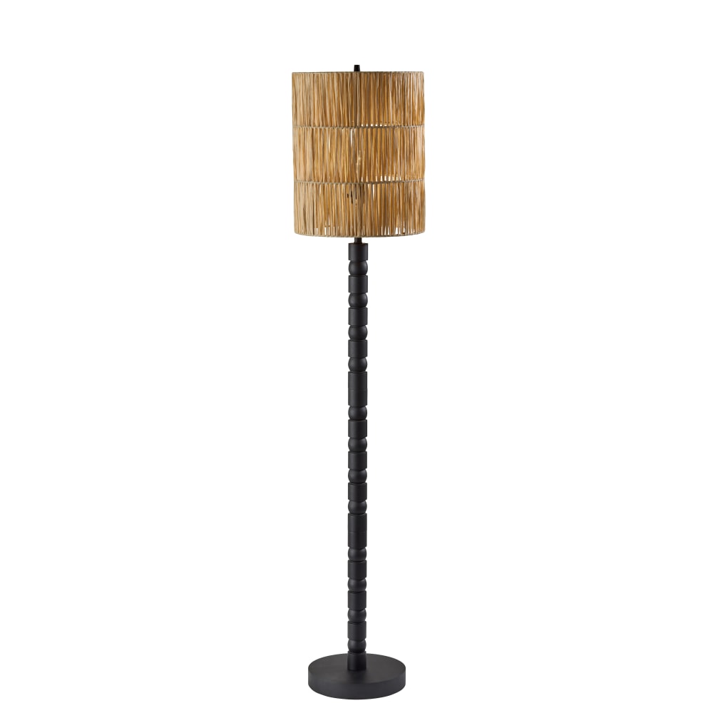Adesso Norfolk Floor Lamp, Black with Woven Paper