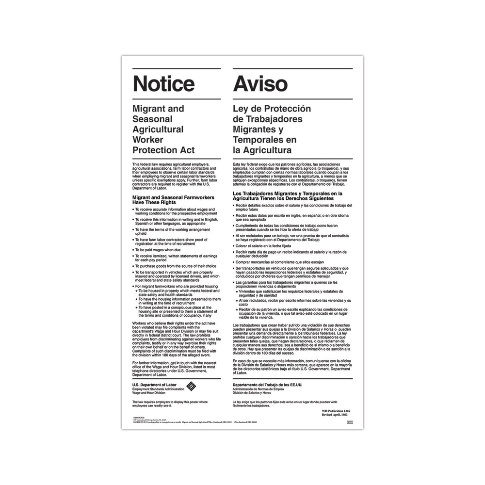 ComplyRight™ Federal Specialty Posters, Migrant And Seasonal