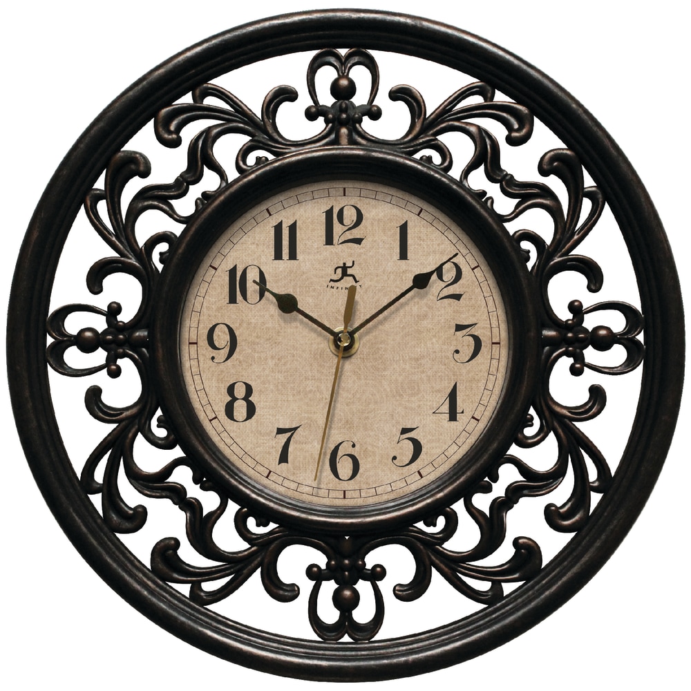 Infinity Instruments Sofia 12" Round Wall Clock, Brown