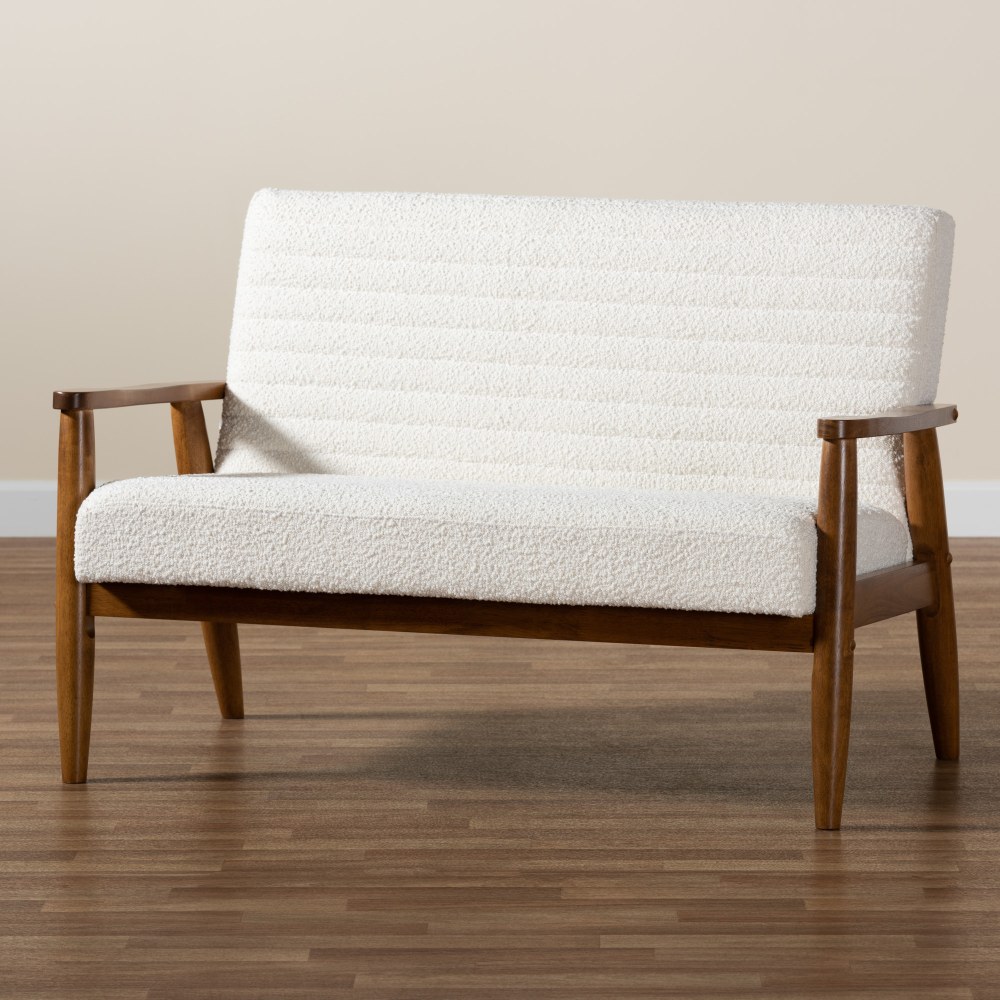 Baxton Studio Stratton Boucle Fabric And Finished Wood