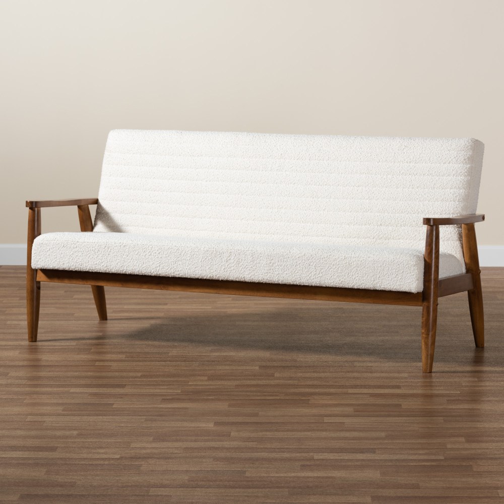 Baxton Studio Stratton Boucle Fabric And Finished Wood