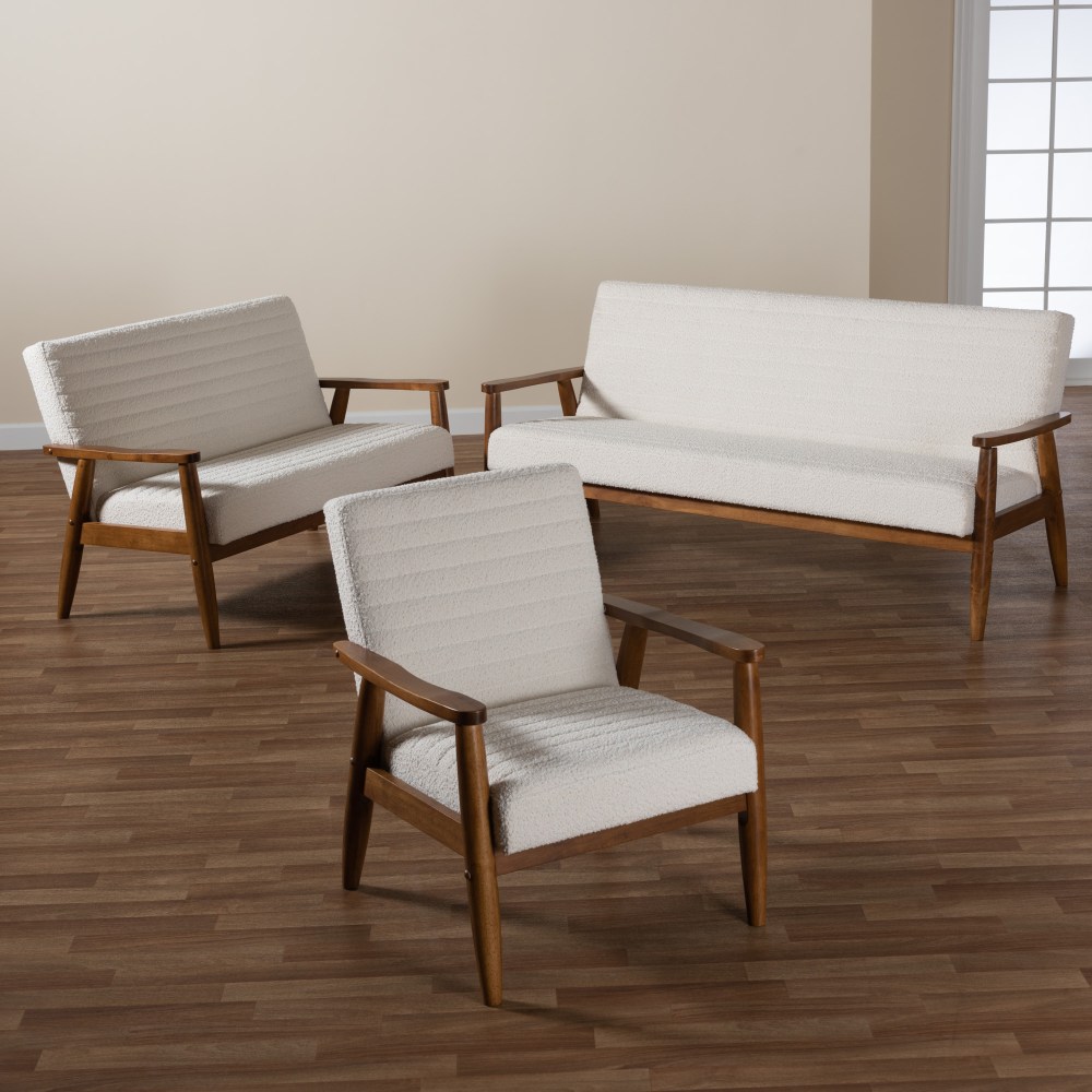 Baxton Studio Stratton Boucle Fabric And Finished Wood