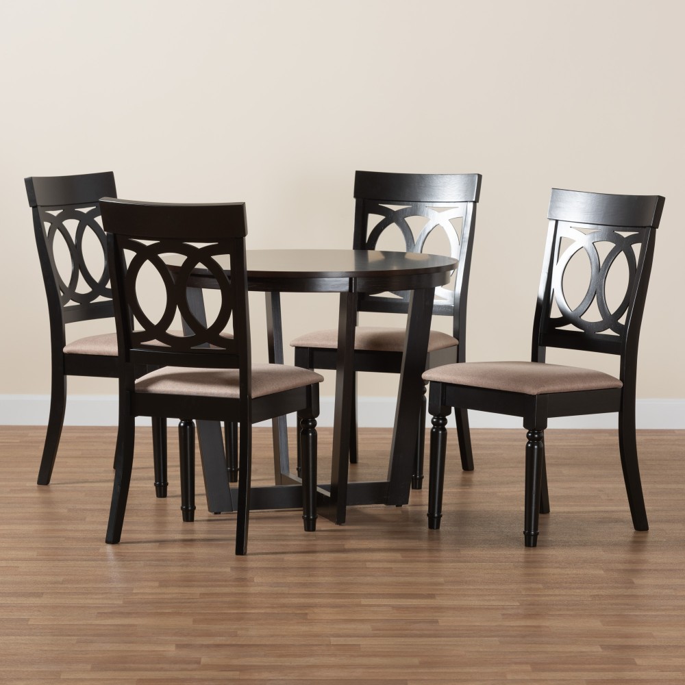 Baxton Studio Estelle Modern 5-Piece Dining Set, Beige/Dark