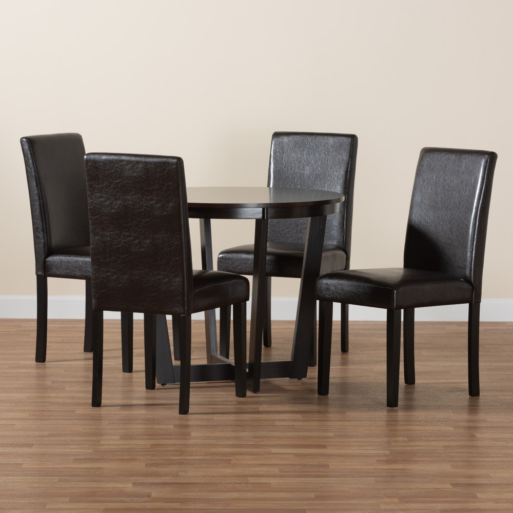 Baxton Studio Bruna Modern 5-Piece Dining Set, Dark