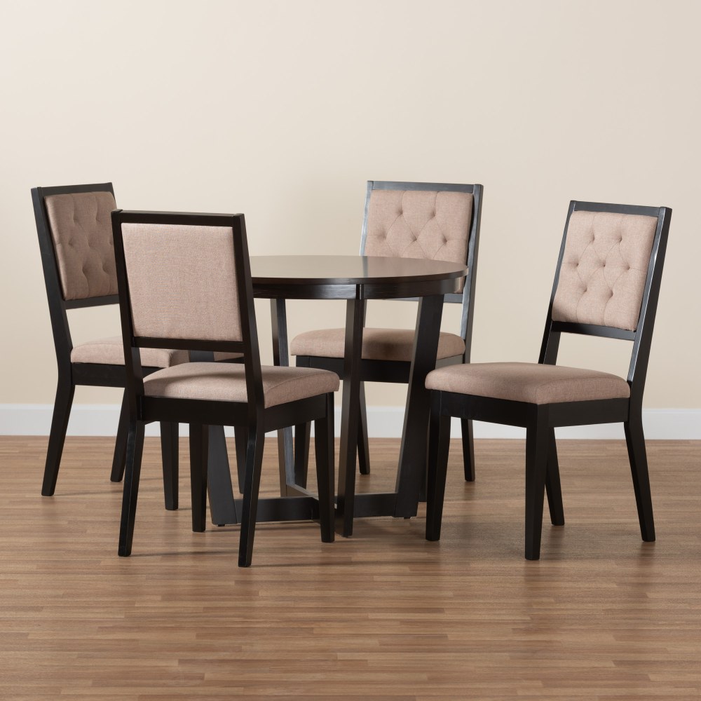 Baxton Studio Kala Modern 5-Piece Dining Set, Beige/Dark