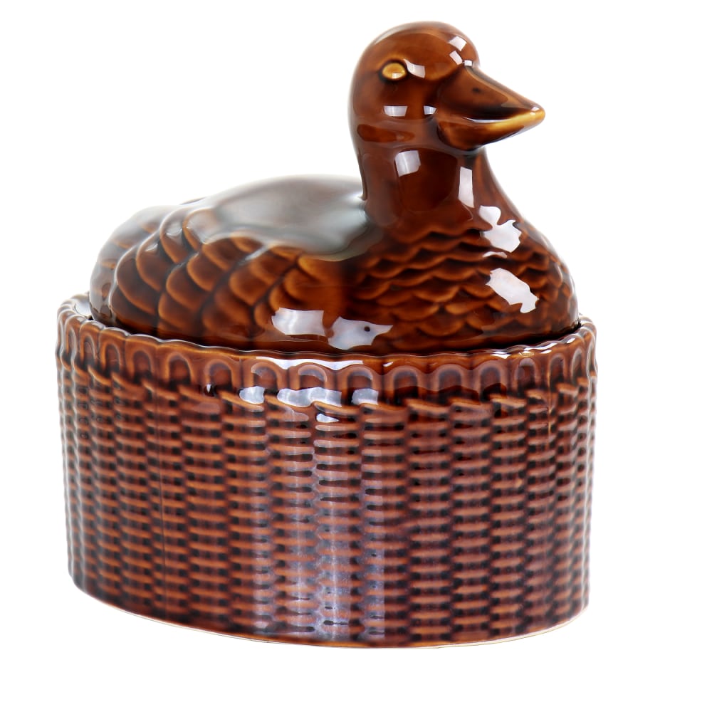 Martha Stewart Stoneware Sculpted Goose Covered Oval Baker,