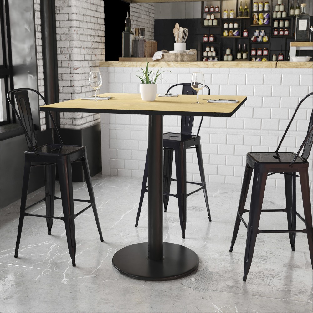 Flash Furniture Laminate Square Table Top With Round