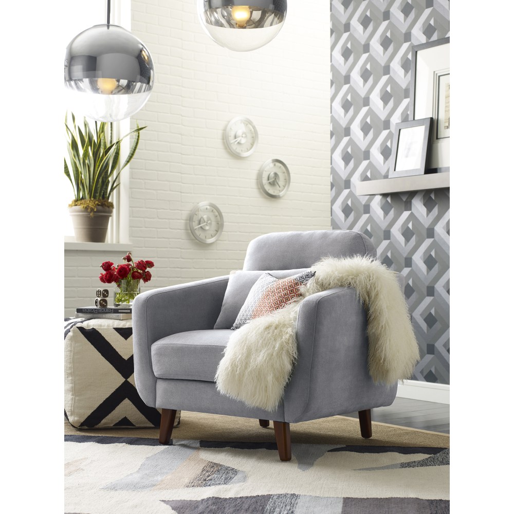 Elle Décor Chloe Mid-Century Modern Arm Chair, Light