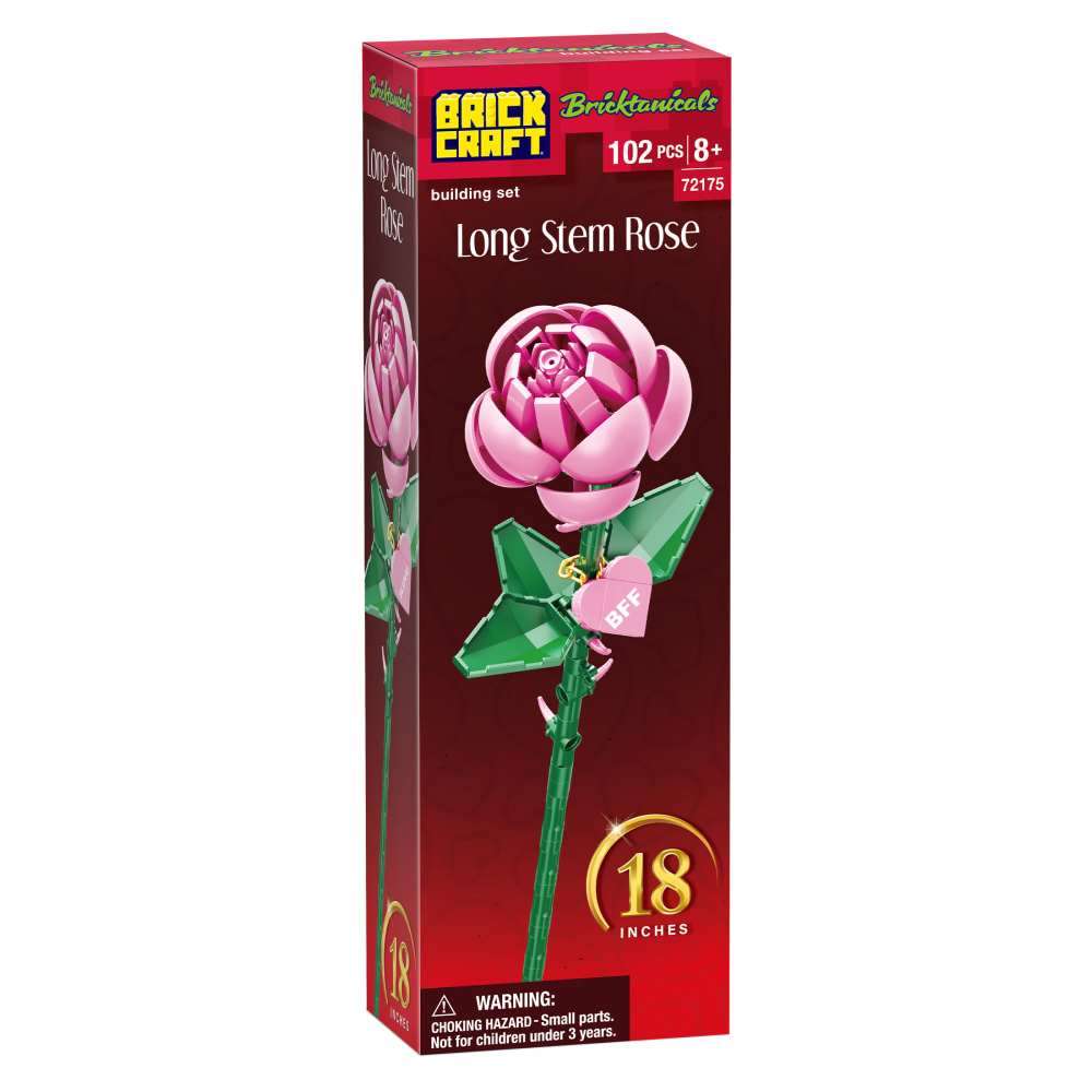 Brickcraft Long Stem Rose Brick Building Kit, Pink,