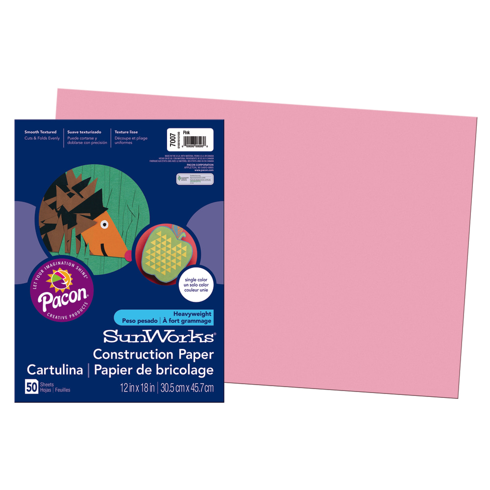Prang® Construction Paper, 12" x 18", Pink, Pack