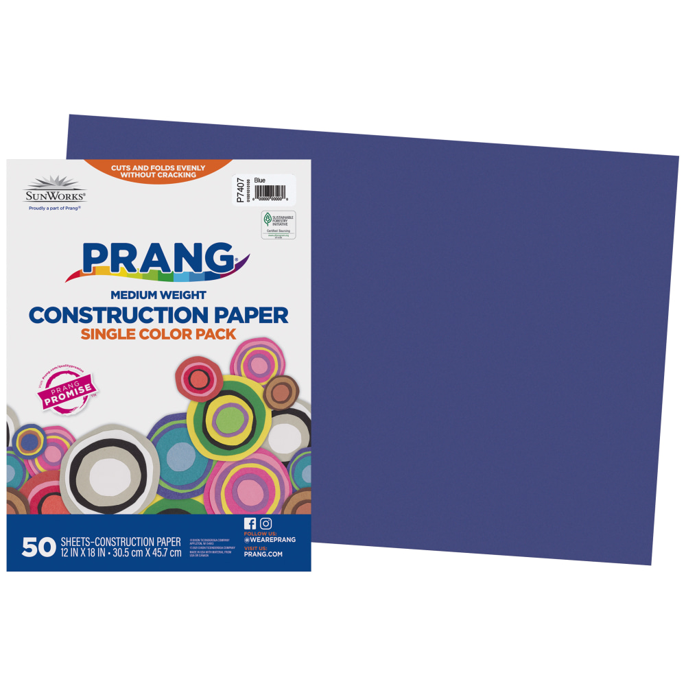 Prang® Construction Paper, 12" x 18", Blue, Pack