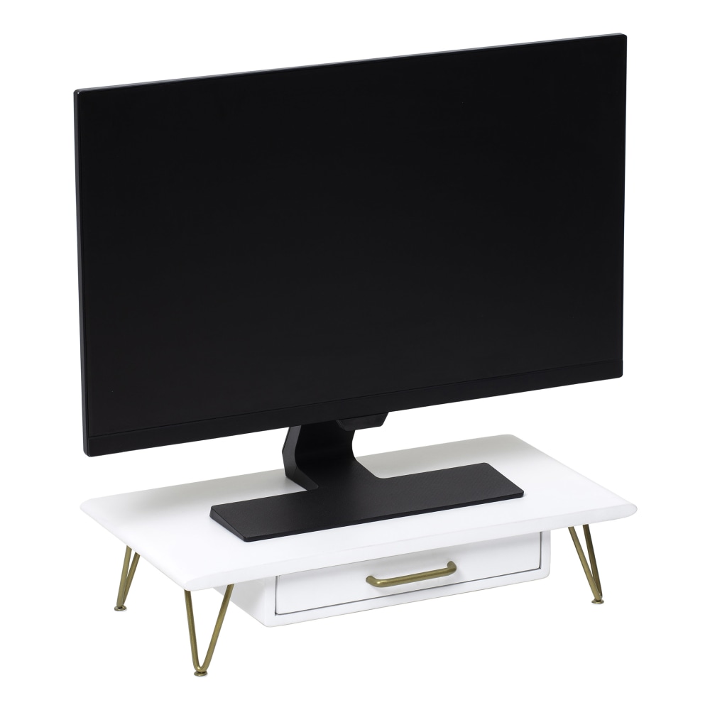 Realspace® Luna Wood/Metal Monitor Stand With Drawer,