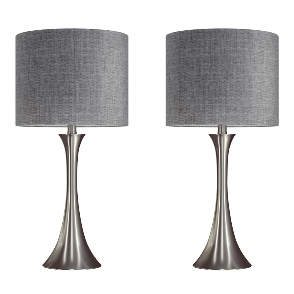 LumiSource Lenuxe Contemporary Table Lamps, 24-1/4”H, Gray