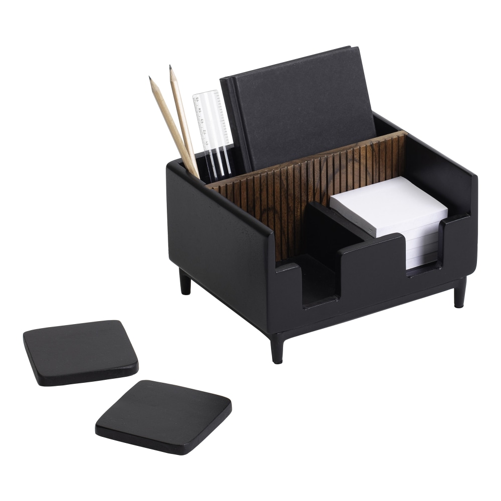 Realspace® Becker Wood/Metal Desktop Organizer With Coasters,