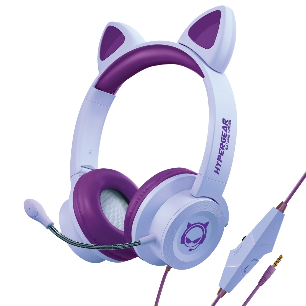 HyperGear Kids&#x27; Kombat Kitty Gaming Headset, Purple, 15555