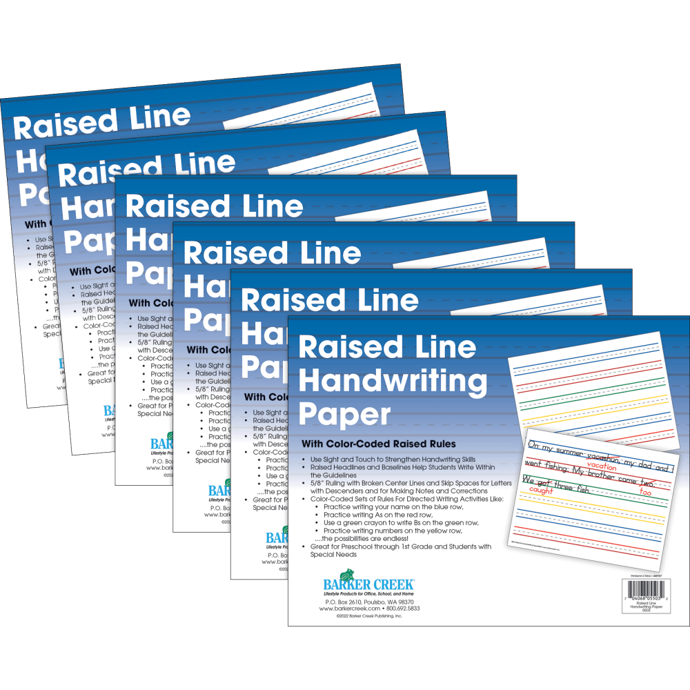 Barker Creek Handwriting Paper, 8-1/2" x 11", Raised