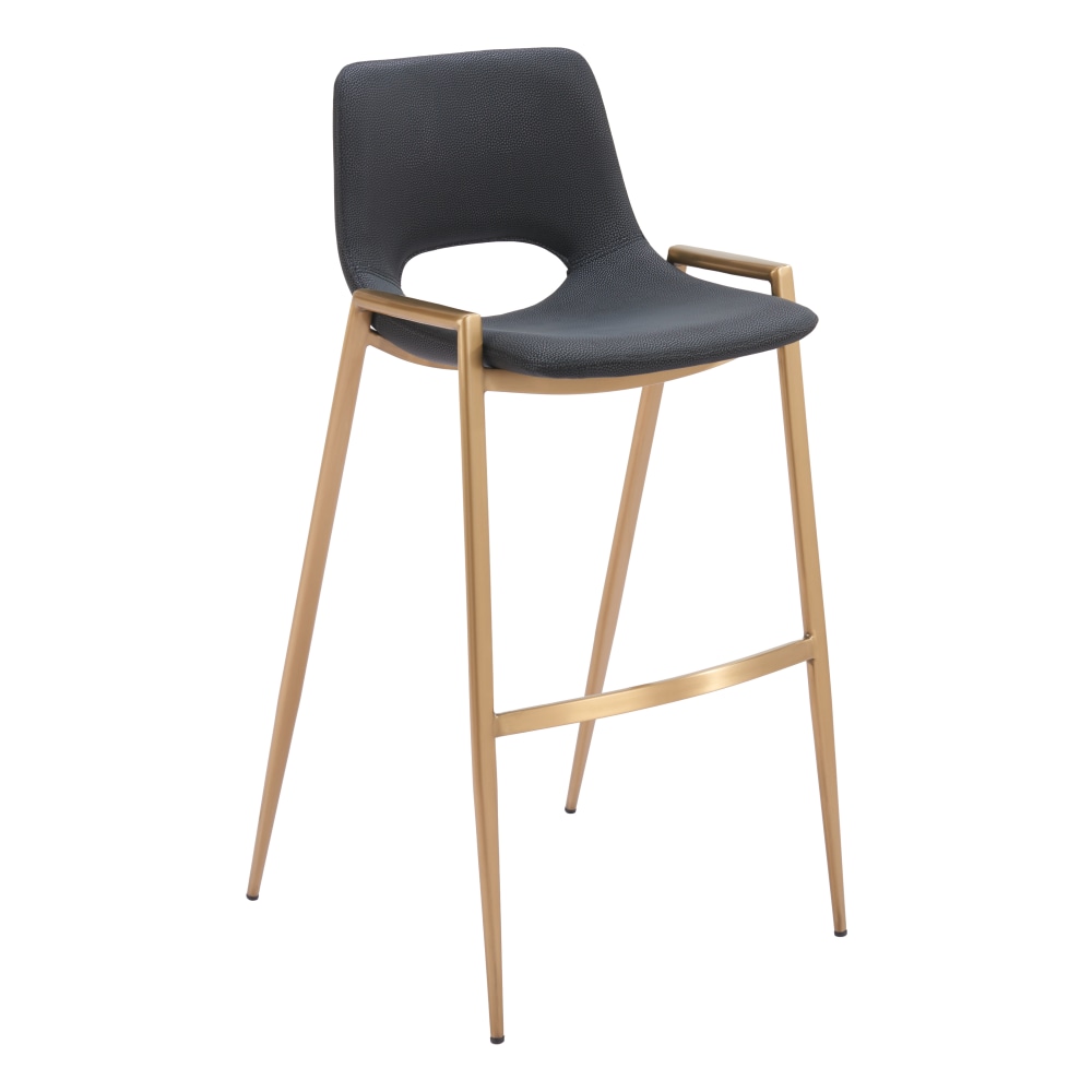Zuo Desi Barstools, Black/Gold, Set Of 2 Barstools