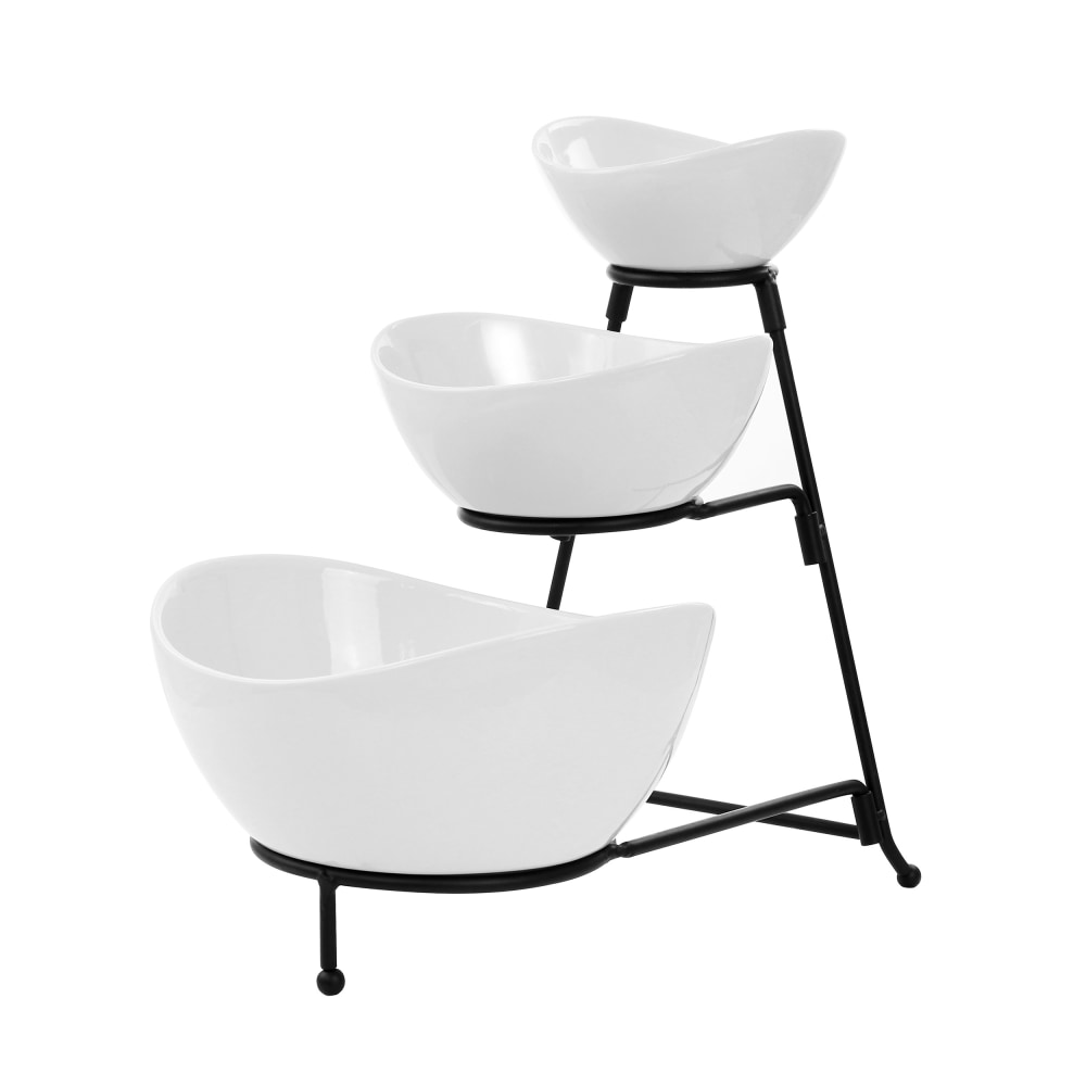 Elama 3-Tier Oval Bowl 4-Piece Serveware Set, 10”H