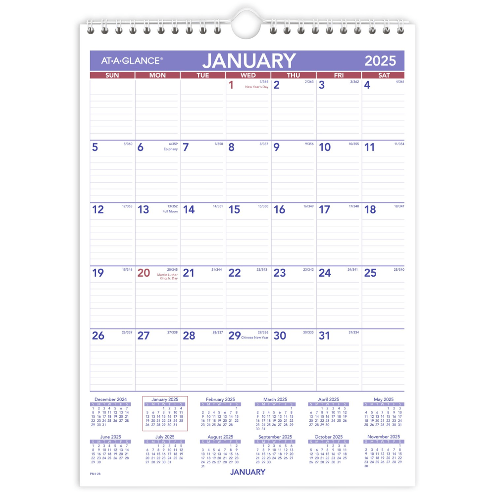 2025 AT-A-GLANCE® Monthly Wall Calendar, 8" x 11",