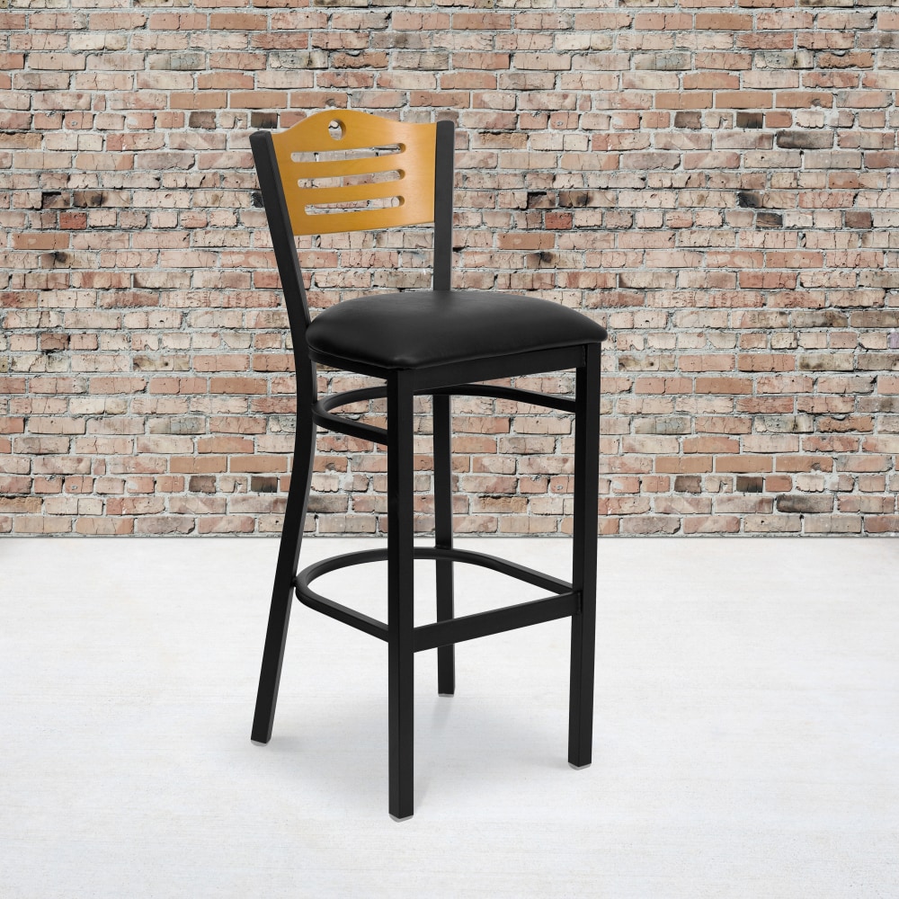 Flash Furniture Metal/Vinyl Restaurant Barstool With Slat Back,