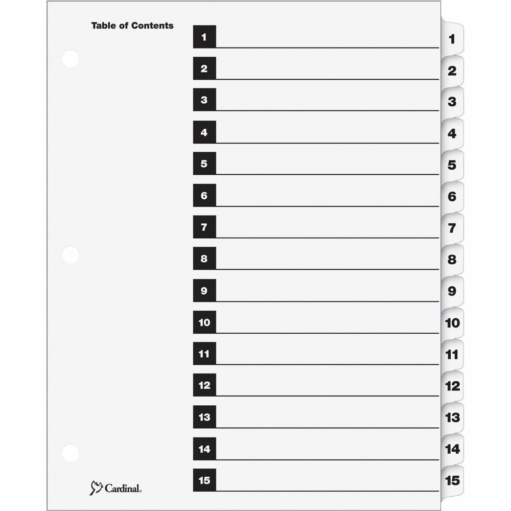 Cardinal® OneStep® Index System, 1-15 Tab, Clear