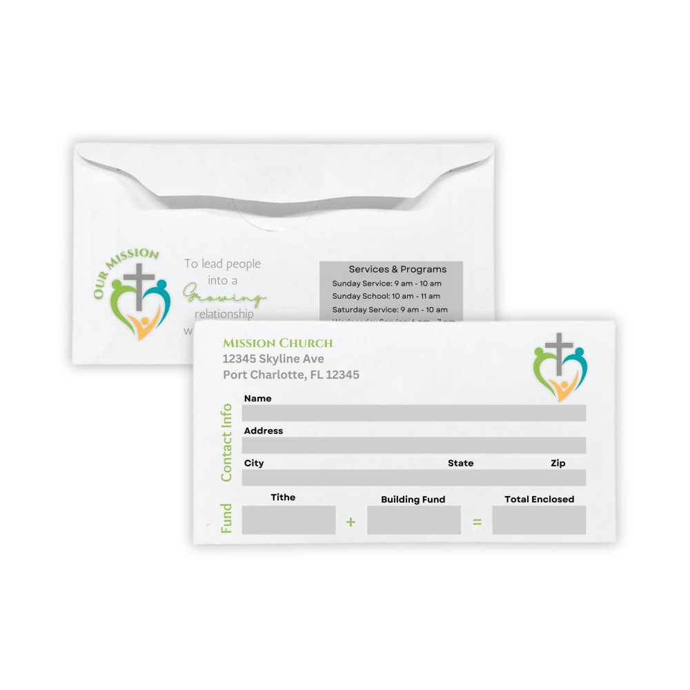 Custom Easy Open Flap Church Tithing Envelopes, Full