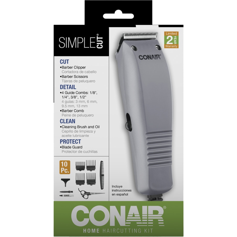 Conair Simple Cut 10-Piece Basic Haircut Kit, Gray