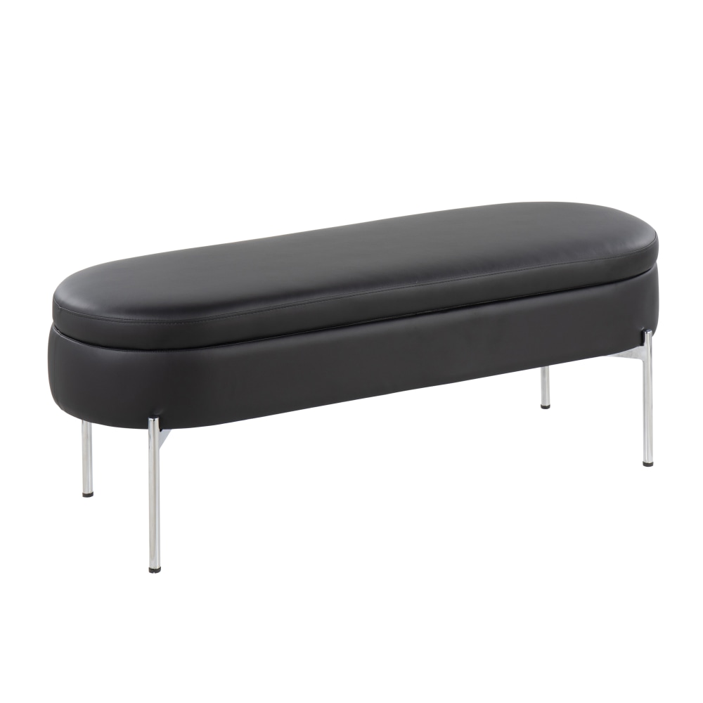 LumiSource Chloe Contemporary/Glam Storage Bench, Black/Chrome