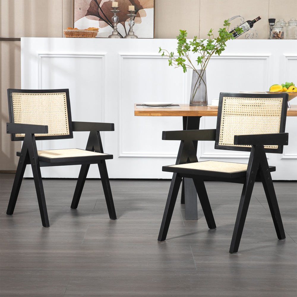Glamour Home Bardot Wooden Dining Accent Chairs, Black,