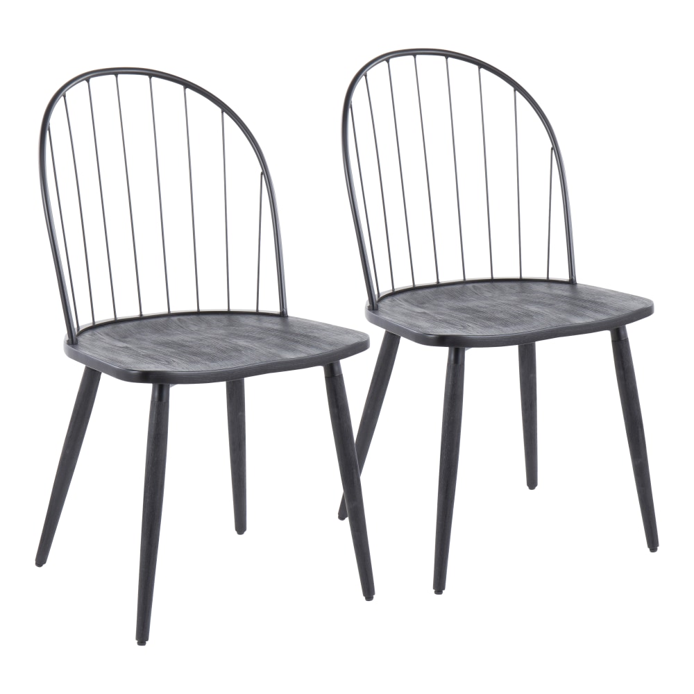 LumiSource Riley High-Back Chairs, Black, Set Of 2
