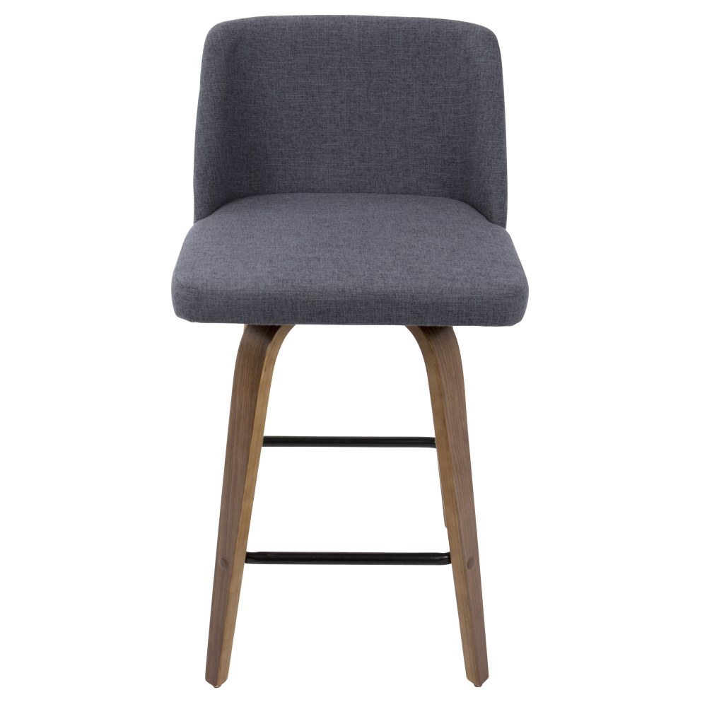 LumiSource Toriano Counter Stools, Blue/Walnut, Set Of 2