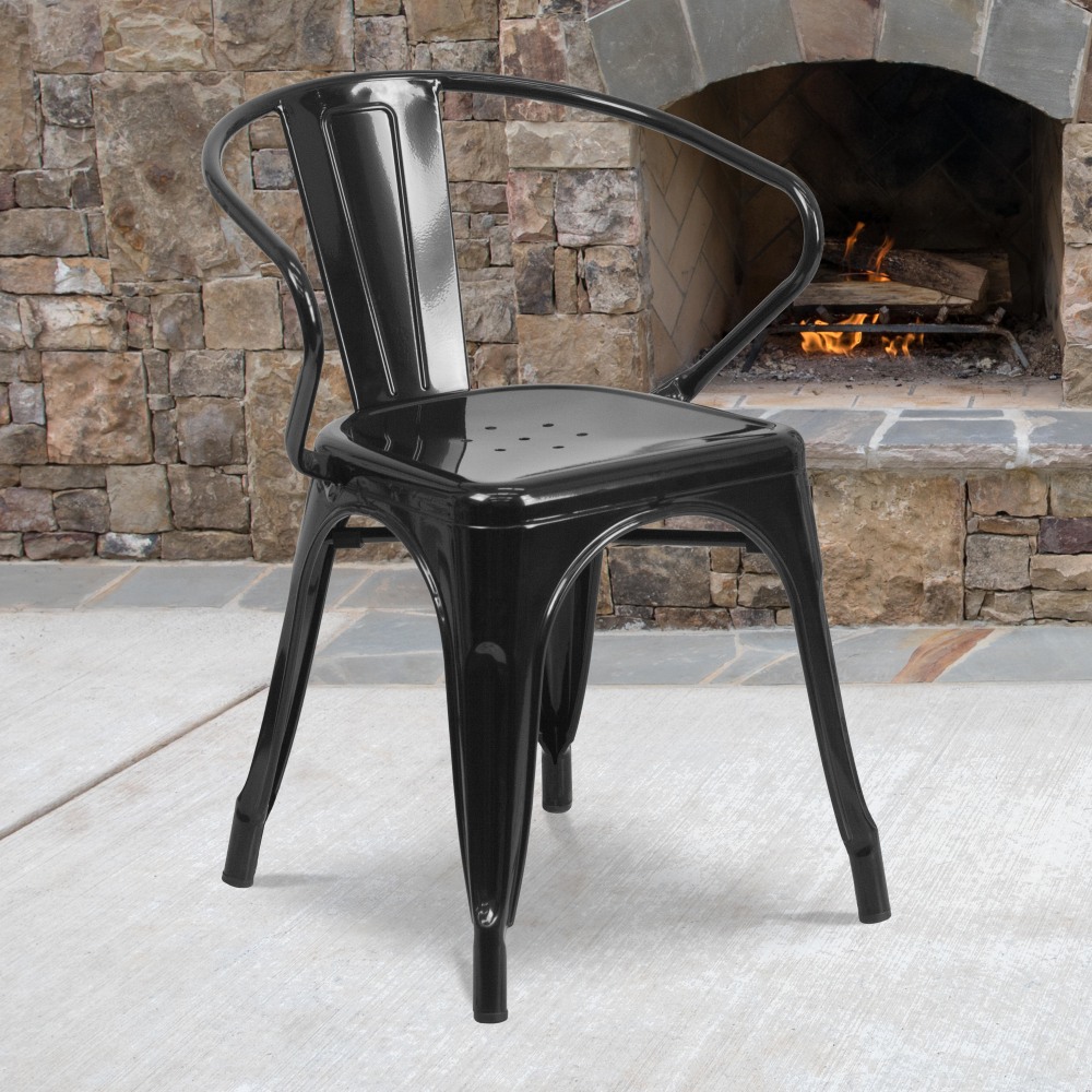 Flash Furniture Commercial Grade Metal Indoor-Outdoor Chair With
