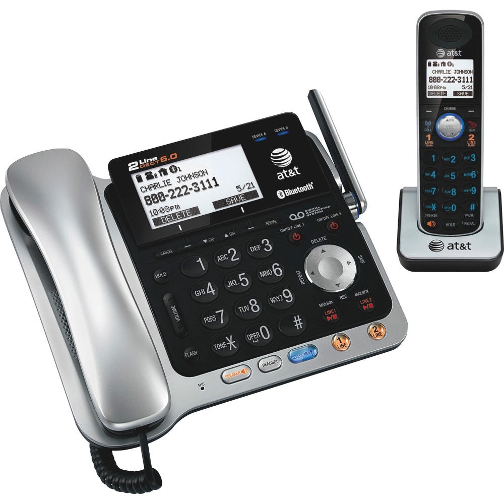 AT&T TL86109 DECT 6.0 Digital 2-Line Corded/Cordless Phone