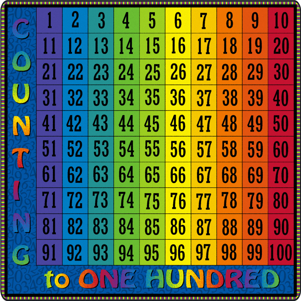 Flagship Carpets Counting To 100 Rug, Square, 12&#x27;
