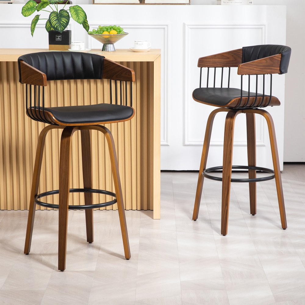 Glamour Home Beaumont Faux Leather Barstool With Back,