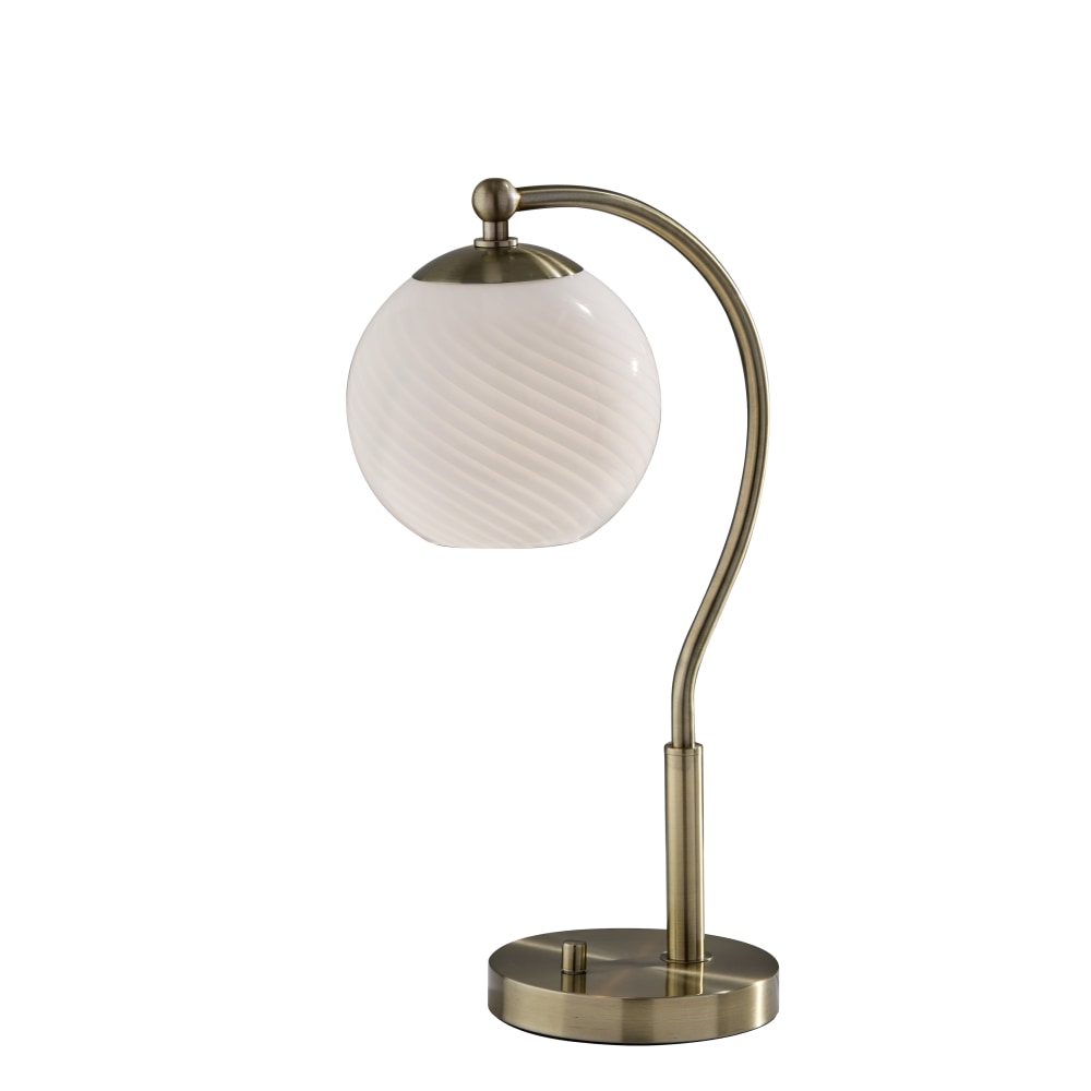 Adesso Swirl Desk Lamp, Antique Brass with White