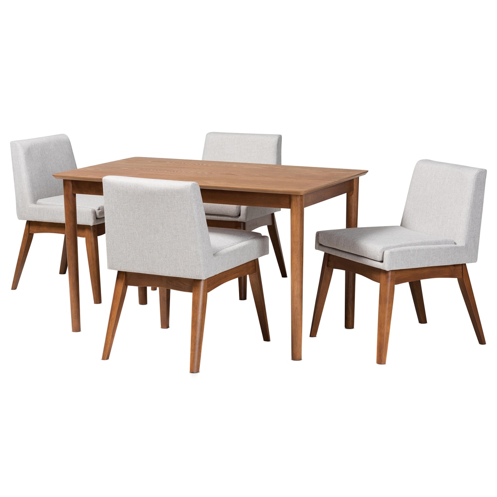 Baxton Studio Nexus 5-Piece Dining Set, Grayish Beige/Walnut
