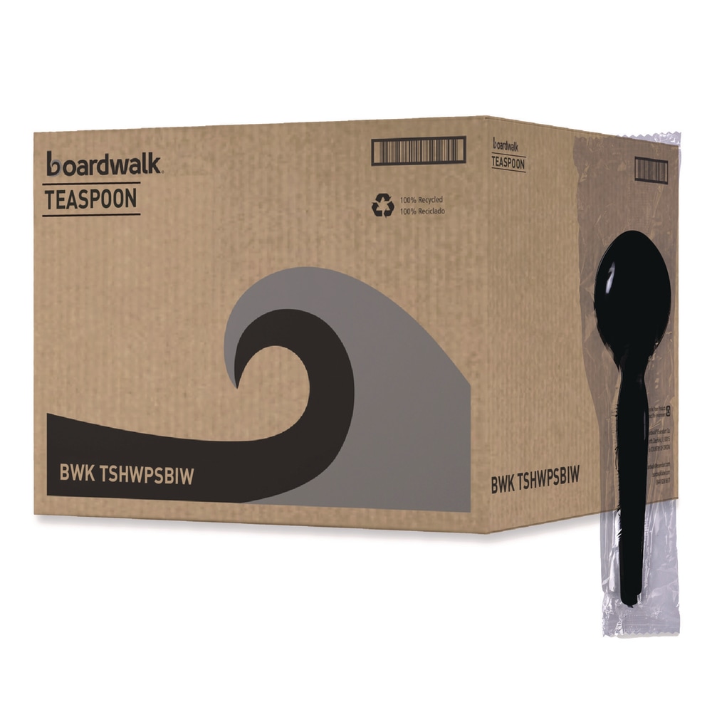 Boardwalk Heavyweight Wrapped Polystyrene Teaspoons, Black, Pack