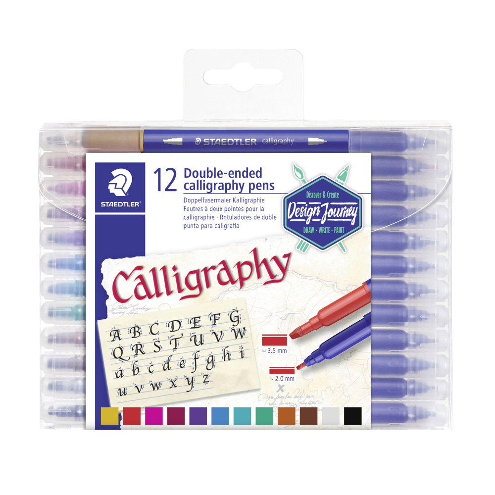 Staedtler Duo-Ended Markers, Calligraphy, 2.0 mm/3.5 mm, Blue