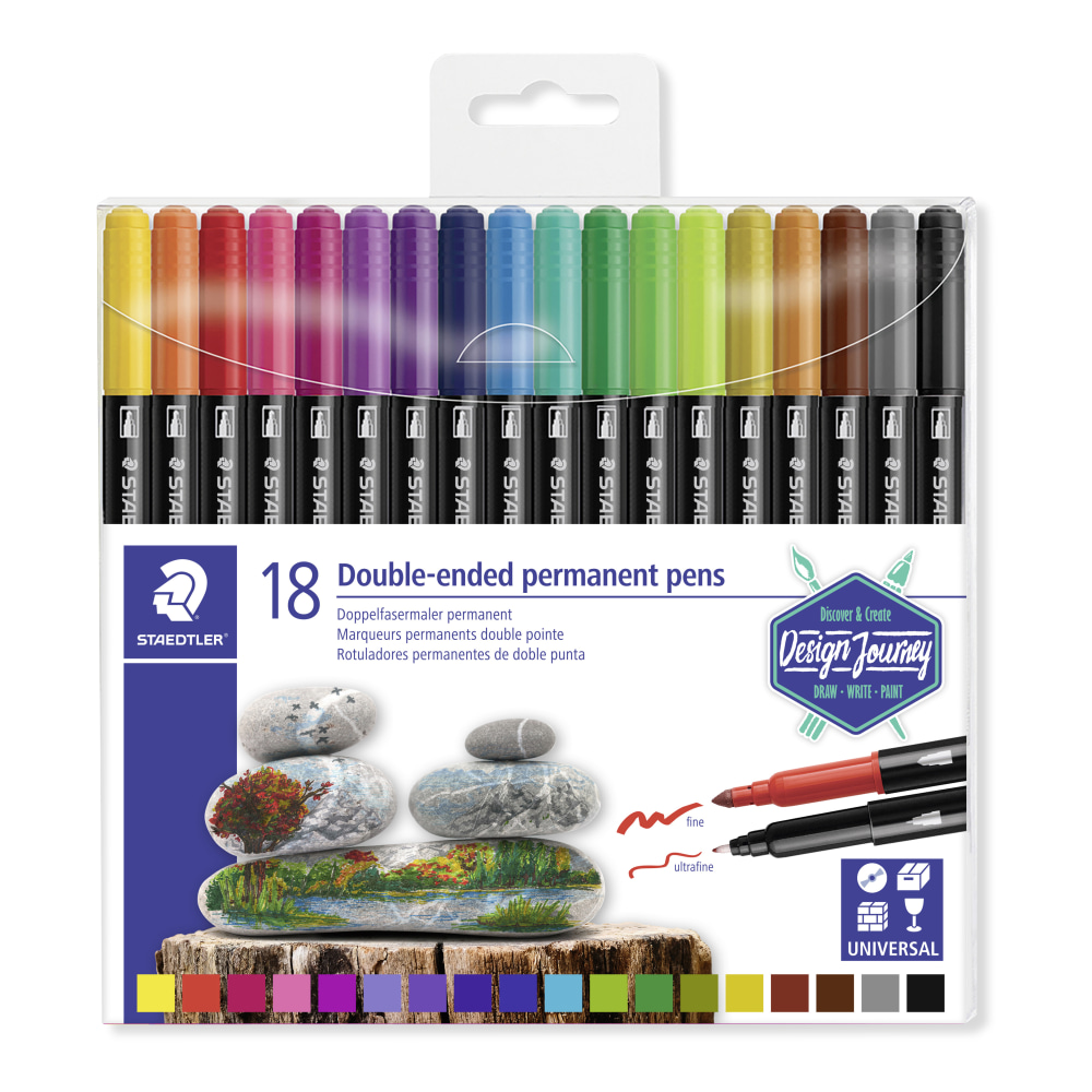 Staedtler Duo-Ended Markers, Fine/Ultra-Fine Points, Black