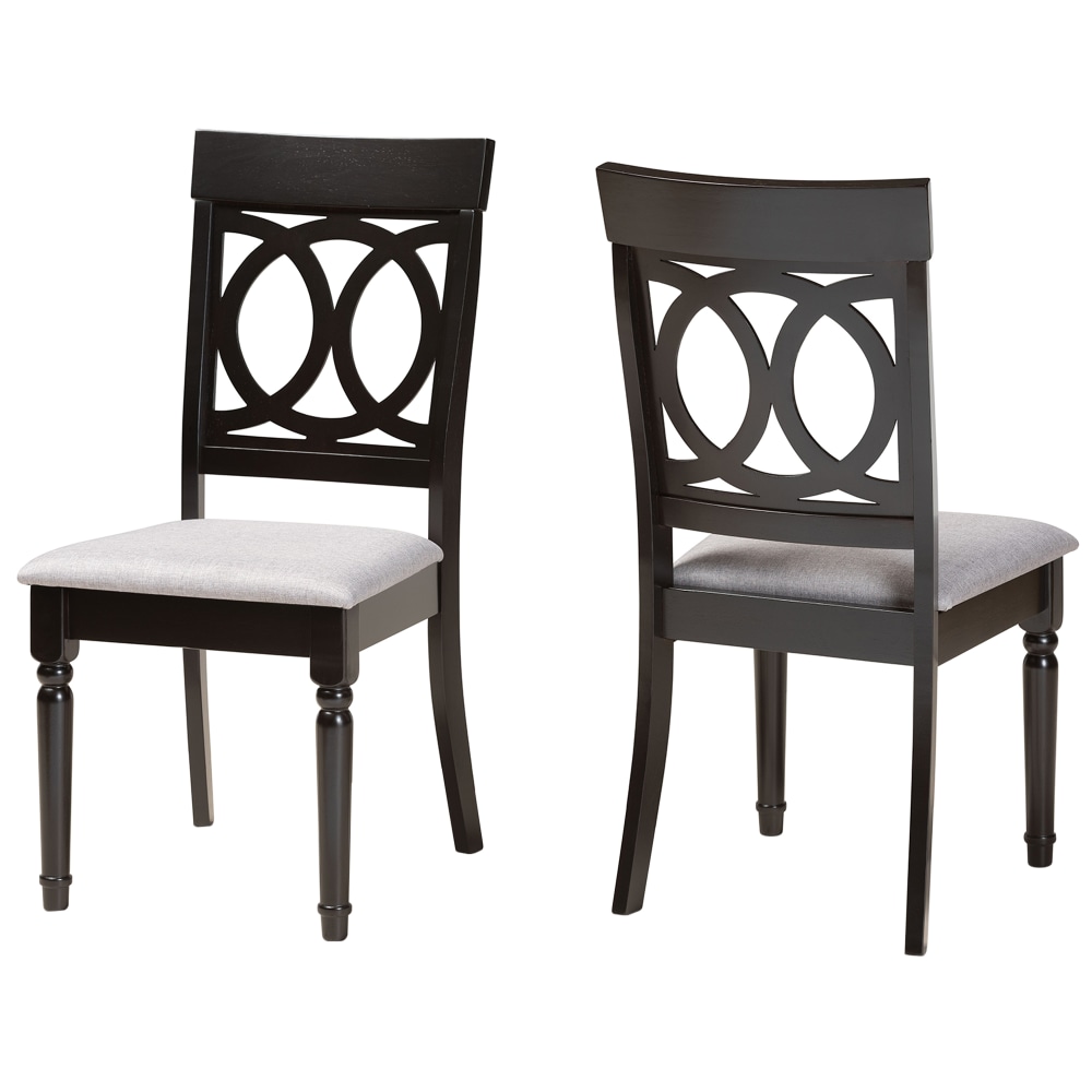 Baxton Studio Lucie Dining Chairs, Gray/Espresso Brown, Set