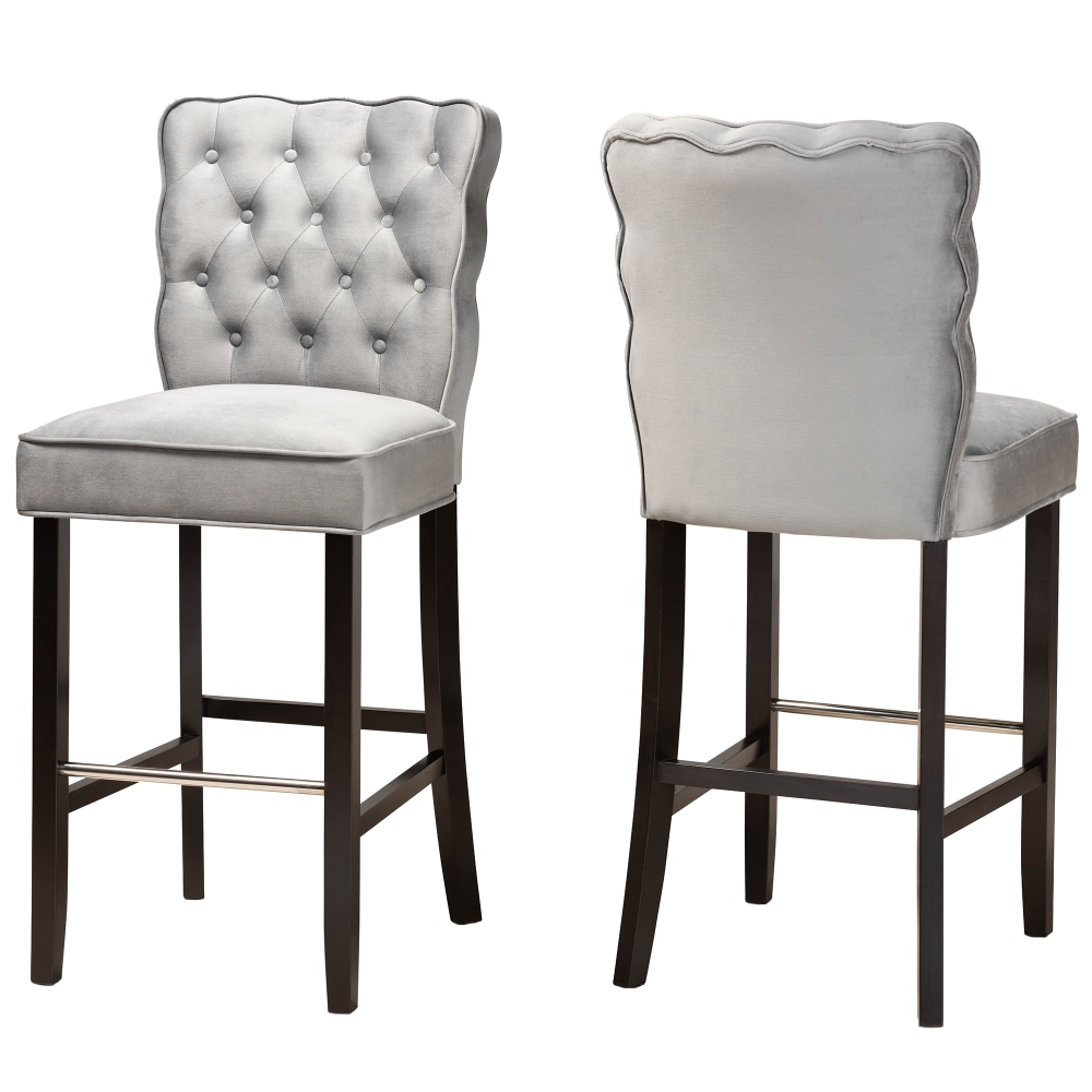 Baxton Studio Daphne Bar Stools, Dark Gray/Dark Brown,