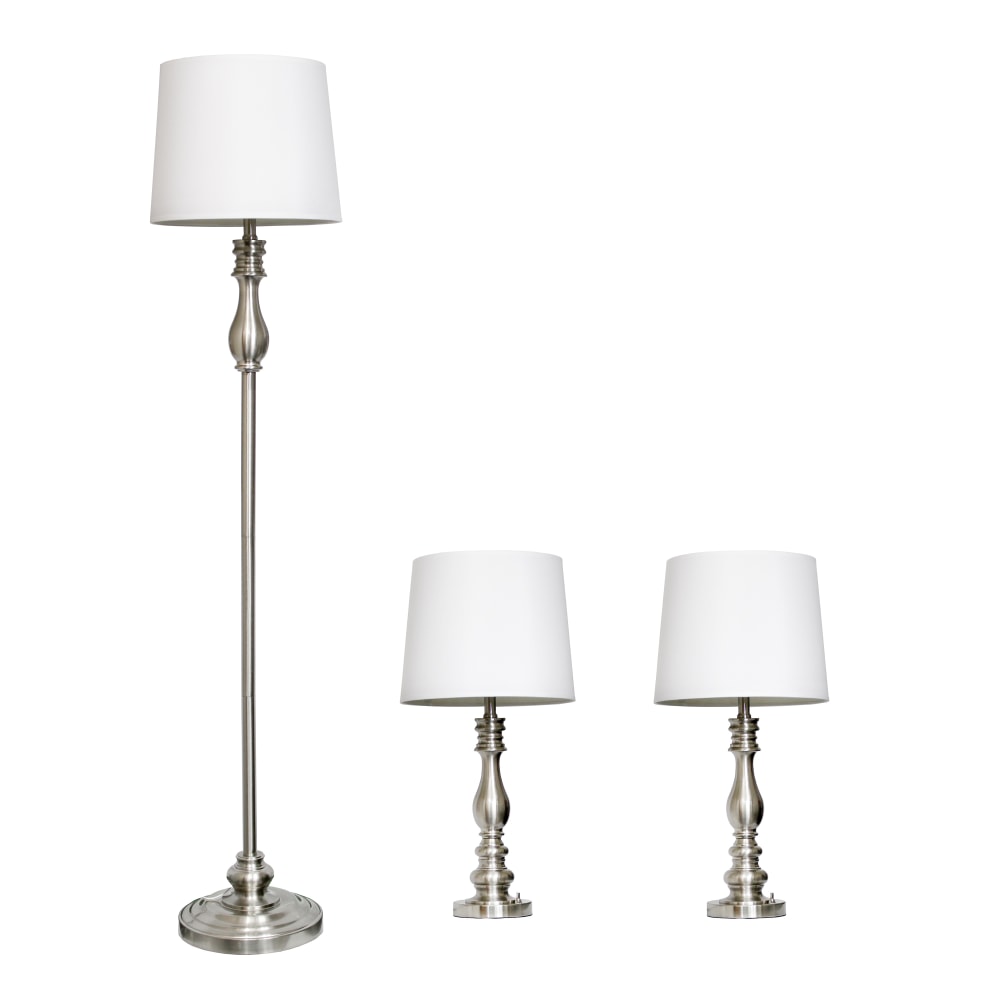 Lalia Home Morocco Classic Metal Lamp Set, White/Brushed