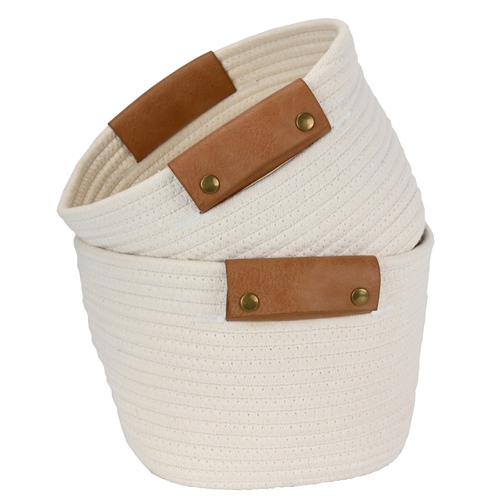GNBI 2-Piece Cotton Basket Set, Cream/Natural