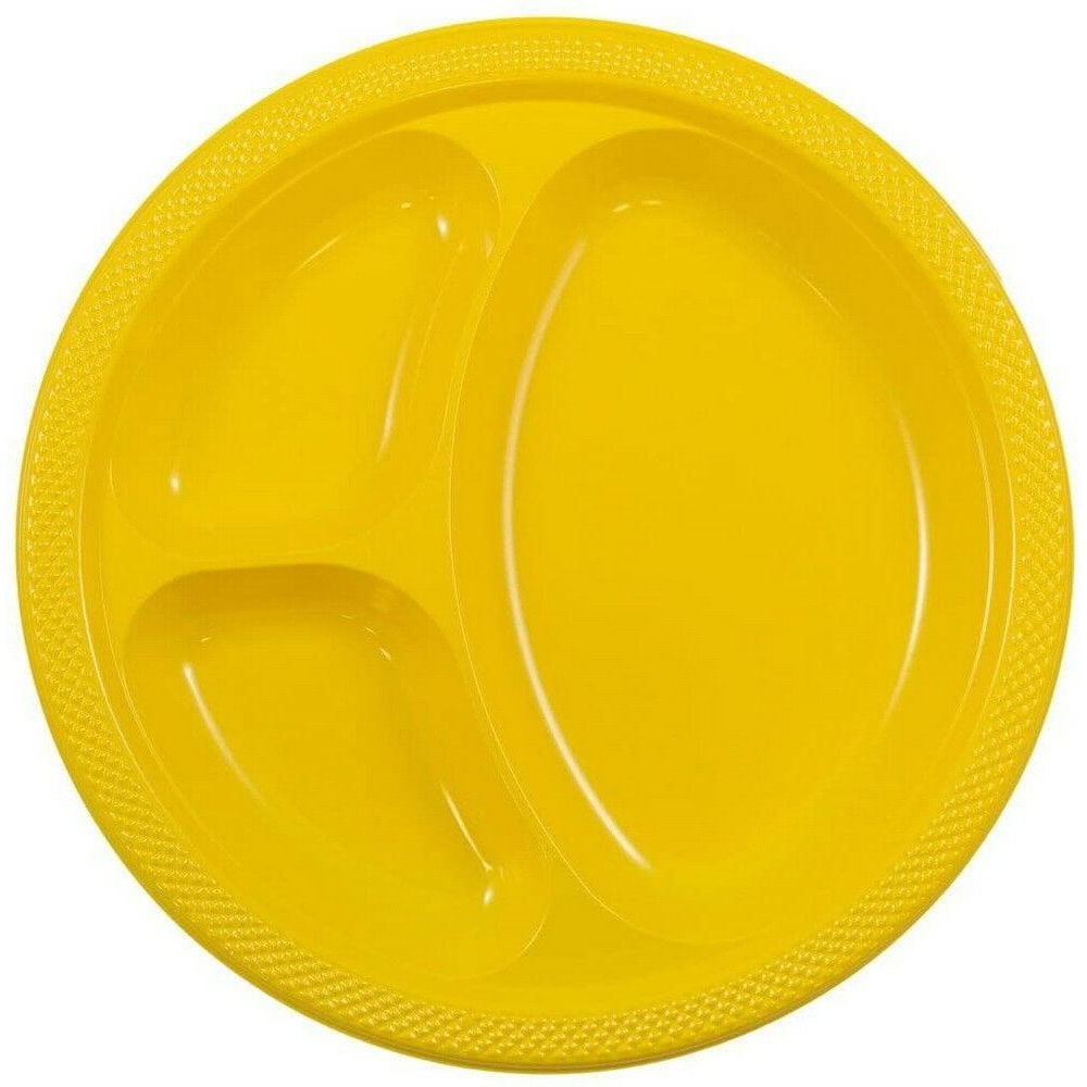 JAM PAPER Plastic 3 Compartment Divided Plates, Large,