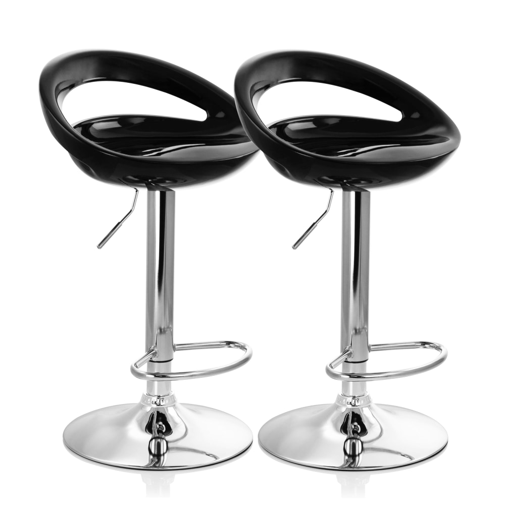 Elama Retro Adjustable Bar Stools, Black/Chrome, Set Of